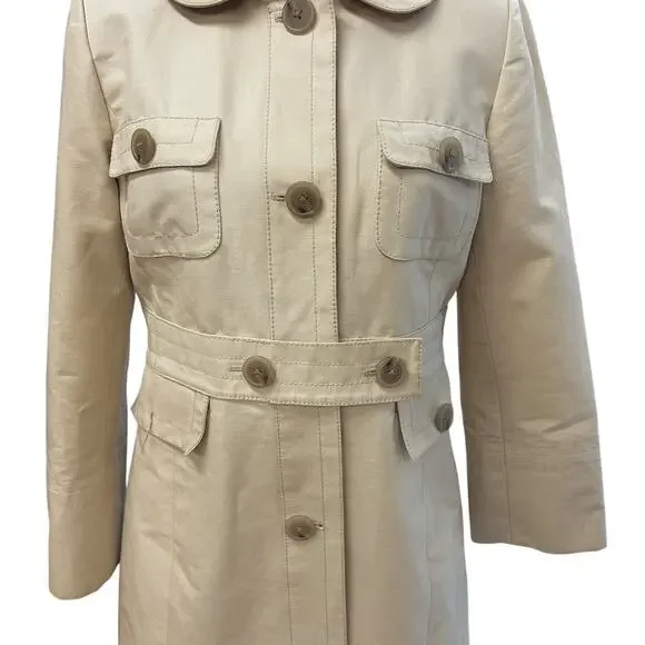 RARE Y2K J.Crew SAMPLE Tailored Trench Coat Classic Khaki Belted Pre-Production - Picture 5 of 16